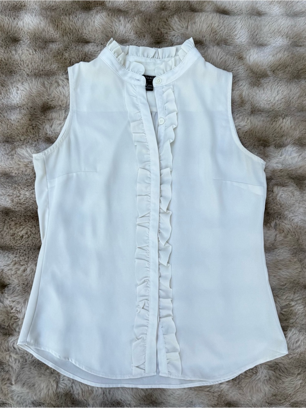 Banana Republic White Ruffle-Front Sleeveless Blouse
